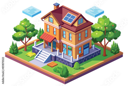 isometric house cartoon