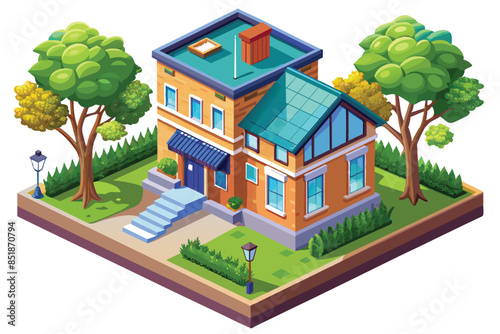 isometric house cartoon