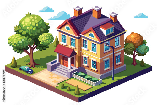 isometric house cartoon