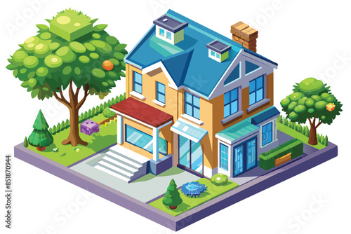 isometric house cartoon