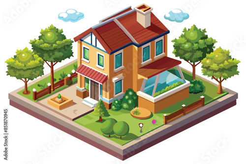 isometric house cartoon