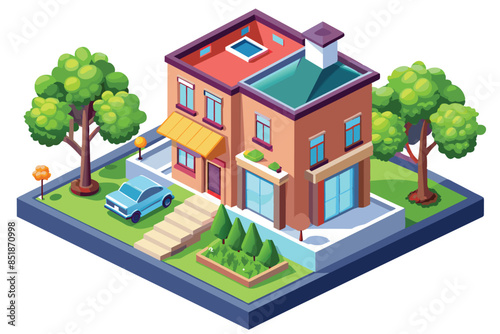 isometric house cartoon