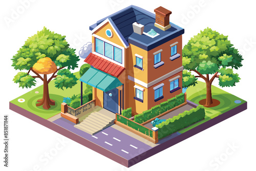 isometric house cartoon