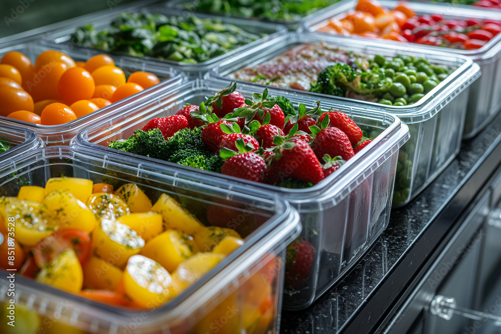 Boxes with different products inside of refrigerator, Frozen food in the refrigerator. Vegetables on the freezer shelves. Stocks of meal for the winter. Boxes with different products inside of refrigerator, Frozen food in the refrigerator. Vegetables on the freezer shelves. Stocks of meal for the winter.