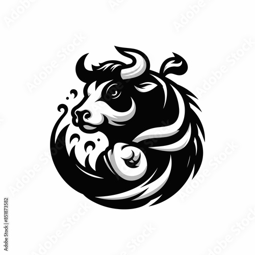 Wallpaper Mural Vector angry cow face logo silhouette illustration template on white background. Torontodigital.ca