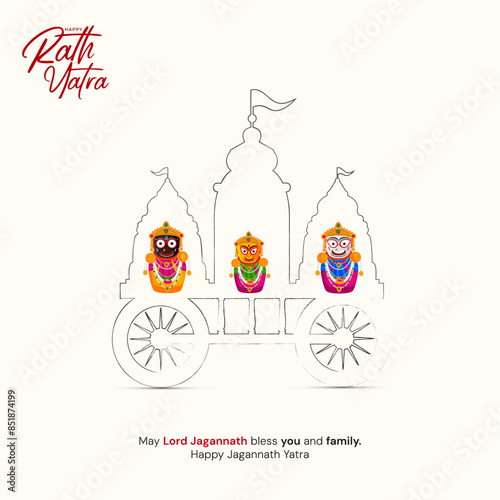 
illustration of Rath Yatra Lord Jagannath festival Social Media Post