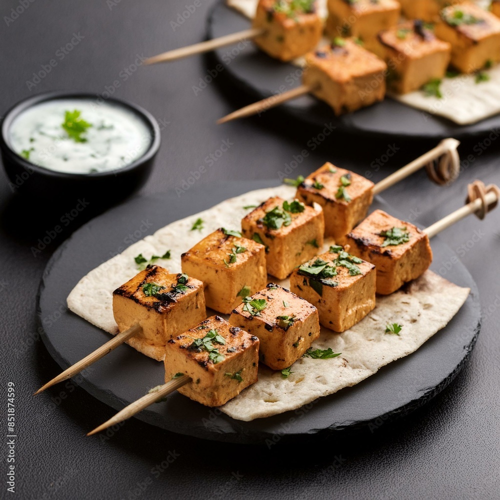 Indian starter food paneer tikka kebab Indian starter food paneer tikka kebab