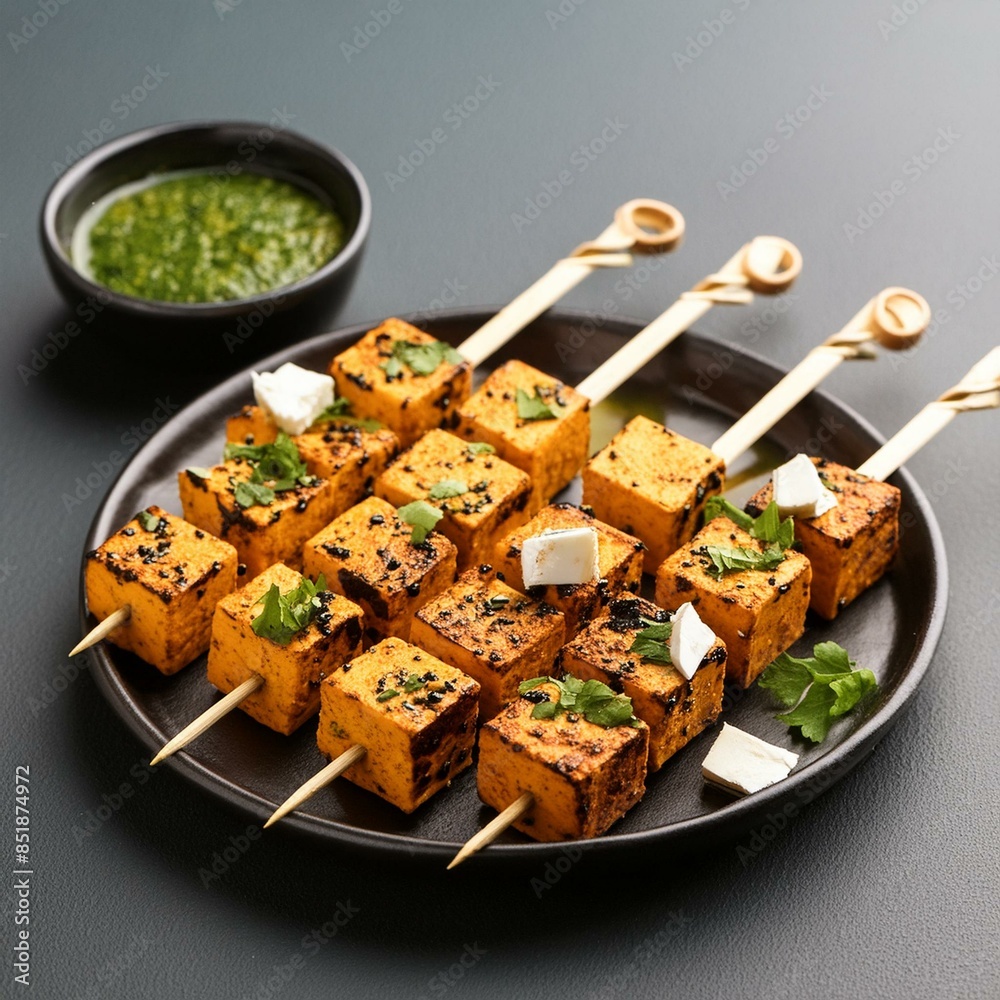 Indian starter food paneer tikka kebab Indian starter food paneer tikka kebab