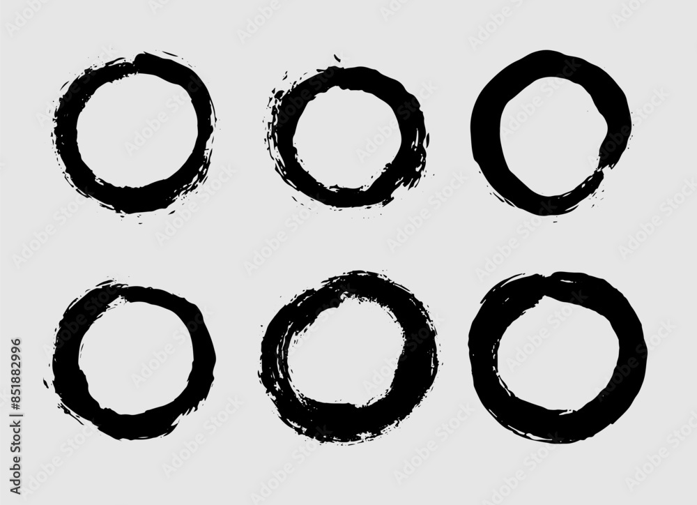 Abstract vector illustration of black brushstroke circles on a white background Abstract vector illustration of black brushstroke circles on a white background