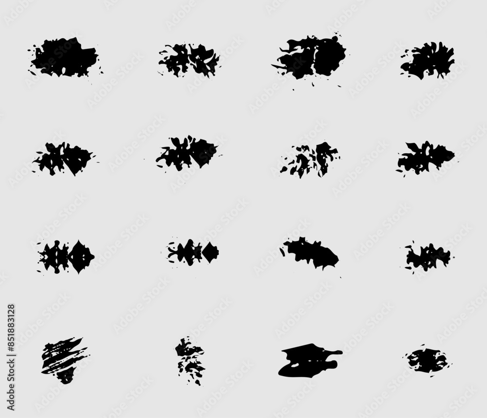 Fototapeta premium Abstract Vector Illustration of Black Brushstroke Splatters collection