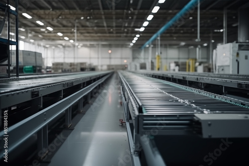 Wallpaper Mural Conveyor belt in a modern warehouse. Conveyor belt in a warehouse. Torontodigital.ca