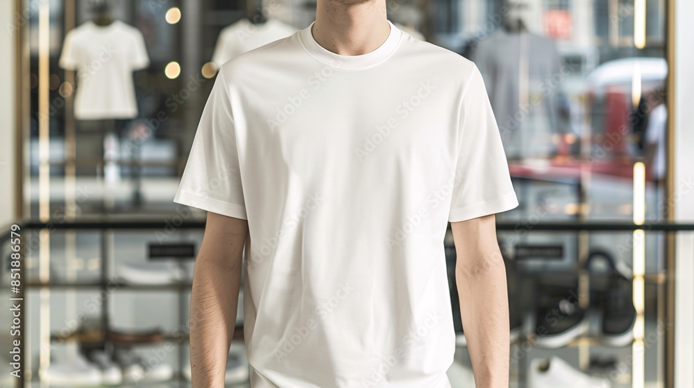 Young Model Shirt Mockup, man wearing white t-shirt in front of Department store display window, Shirt Mockup Template on hipster adult for design print, Male guy wearing casual t-shirt Young Model Shirt Mockup, man wearing white t-shirt in front of Department store display window, Shirt Mockup Template on hipster adult for design print, Male guy wearing casual t-shirt