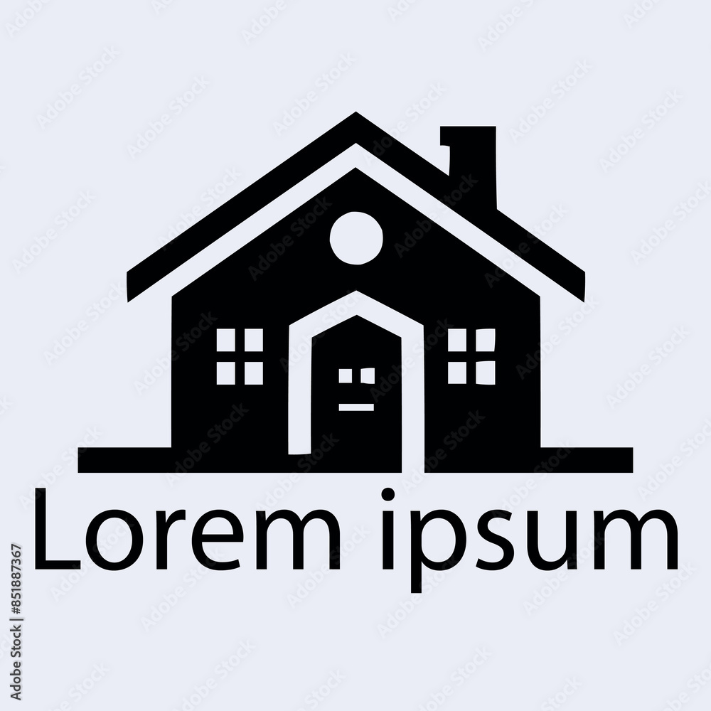 Fototapeta premium A black real estate home logo on white simple background