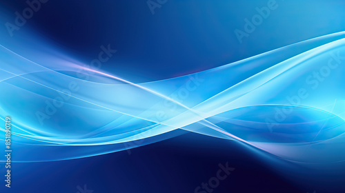 Abstract blue gradient background with chaotic transparent and white lines