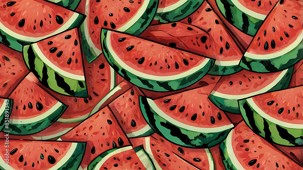 watermelon illustration background with seeds.