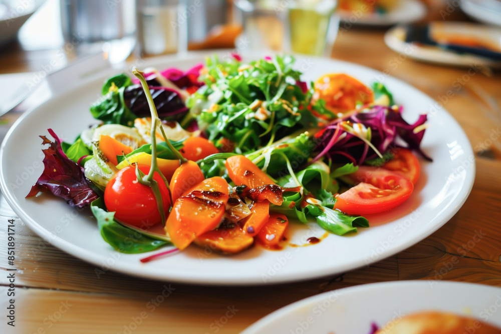 Fresh Colorful Vegetarian Salad on a White Plate Fresh Colorful Vegetarian Salad on a White Plate