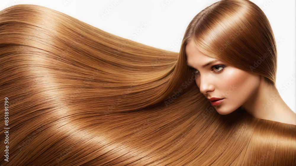 Obraz premium beautiful straigth, smooth and long shining hair woman. blond girl with Hair style