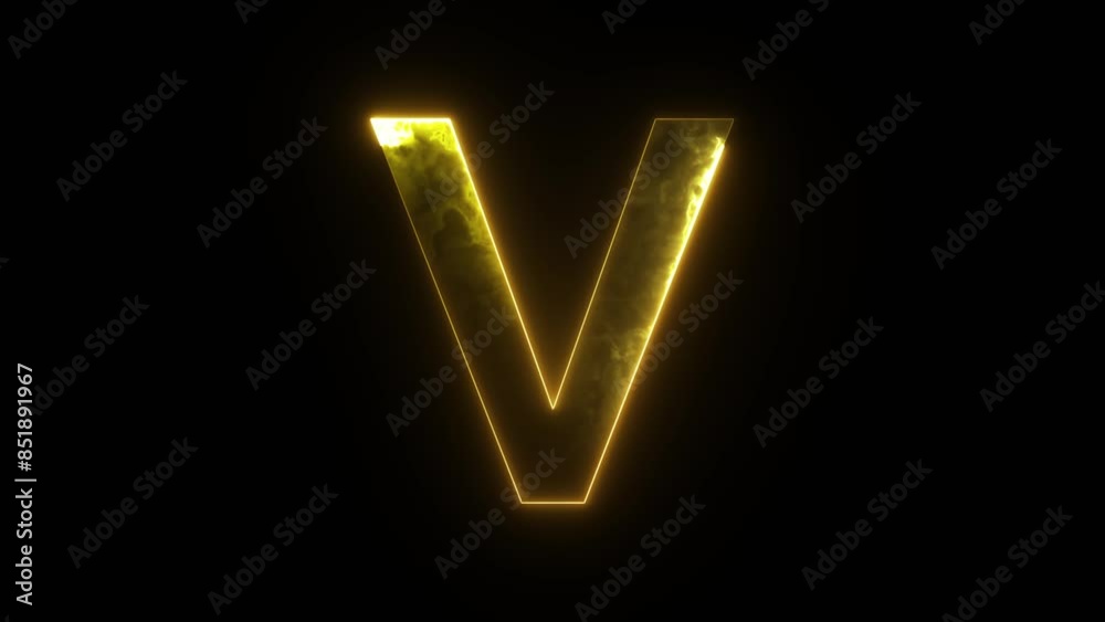 Letter V Neon Animation on Black Background Letter V Neon Animation on Black Background