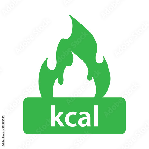 Energy fat burn kcal fire green icon. Kilocalorie green logo vector weight fitness flame graphic icon illustration. kilocalorie symbolic emblem for food products cover designation, fat burning.