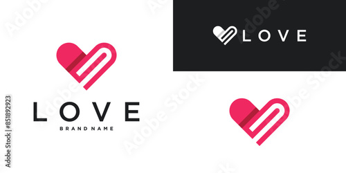 Love logo design with a simple and minimalist template. Premium Vector
