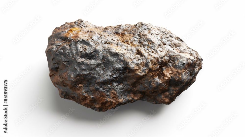 a meteor with a mix of smooth and rough textures isolated on a white background, high fidelity details and realistic a meteor with a mix of smooth and rough textures isolated on a white background, high fidelity details and realistic