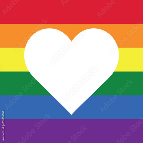 Rainbow LGBT flag and heart on a transparent background. Card poster for LGBT Pride Month. Heart on a colorful LGBT Pride flag background. Happy LGBT Pride Month, LGBT Gay Pride
