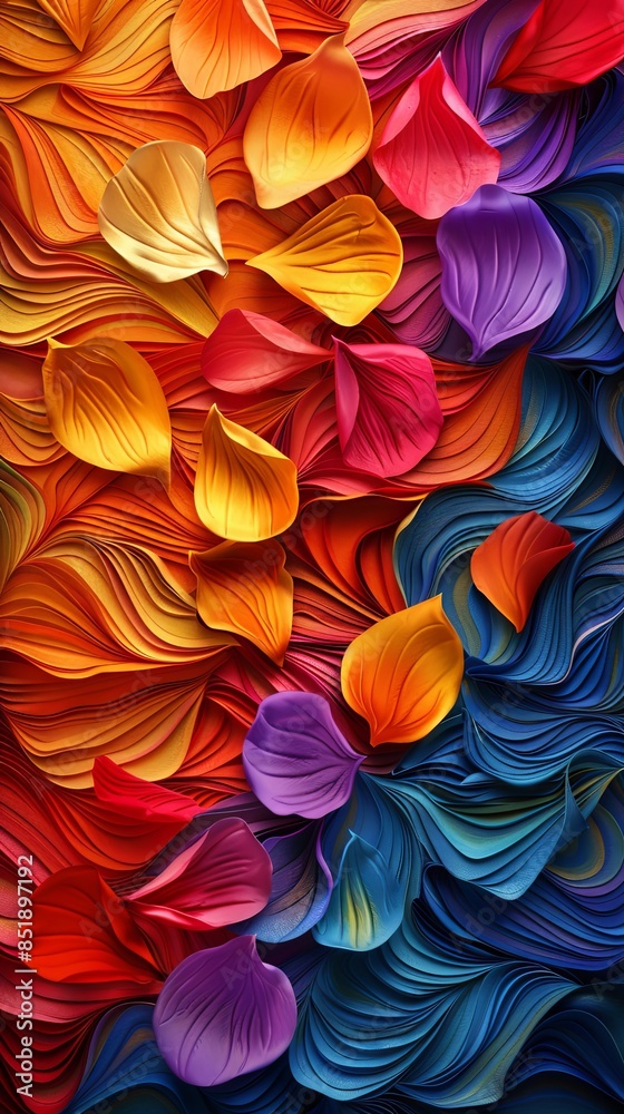 custom made wallpaper toronto digitalA dynamic background of waves made of colorful flower petals flowing in a rhythmic pattern