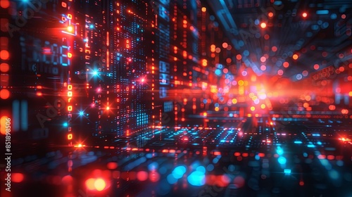 Wallpaper Mural A high-tech background of cascading digital code and glowing symbols in a cyberpunk aesthetic Torontodigital.ca