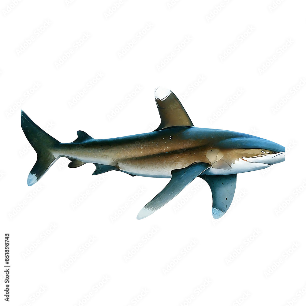 Naklejka premium oceanic whitetip shark on transparent background 5