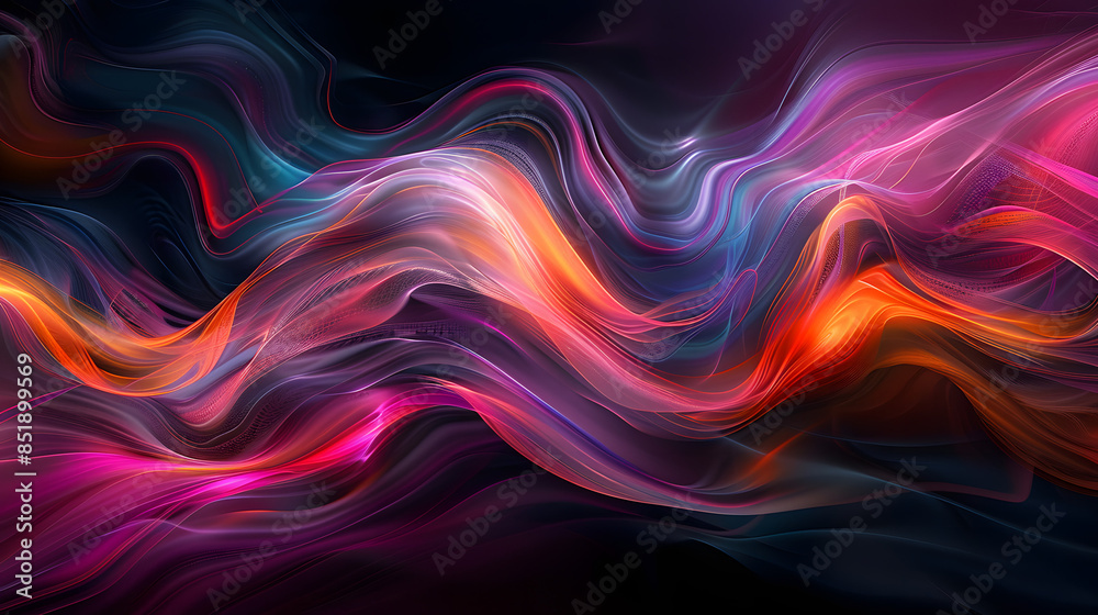 An abstract depiction of sound waves, with undulating lines and vibrant hues An abstract depiction of sound waves, with undulating lines and vibrant hues