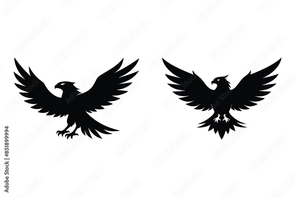 Obraz premium Eagle Logo Type Set High-Quality Vector Silhouette Designs illustration.
