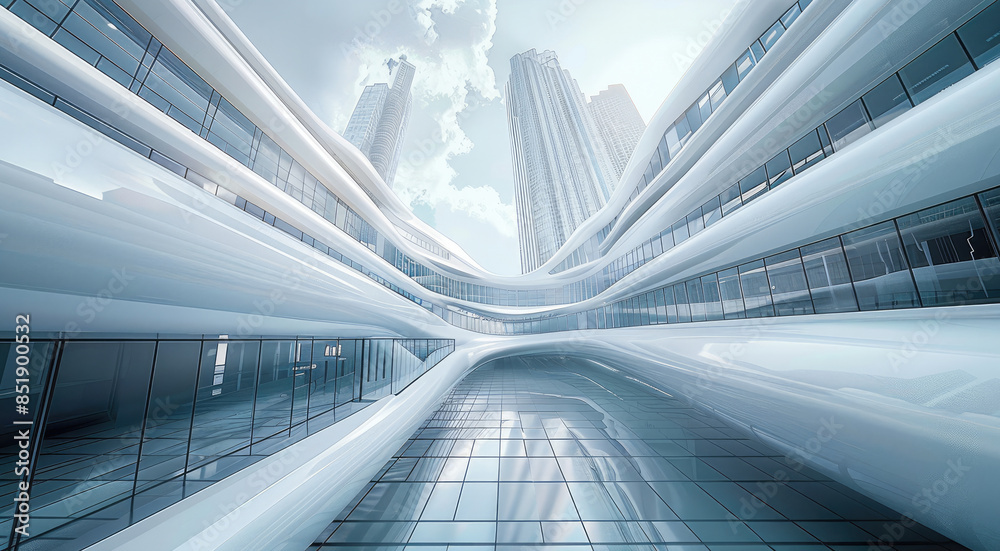 Obraz premium White modern city, white sky. Generative AI.