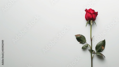 Wallpaper Mural A single red rose bud set against a white backdrop Torontodigital.ca