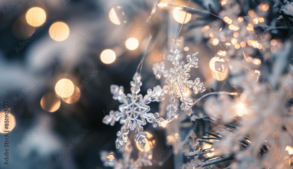 Christmas background with bokeh and snowflakes Christmas background with bokeh and snowflakes