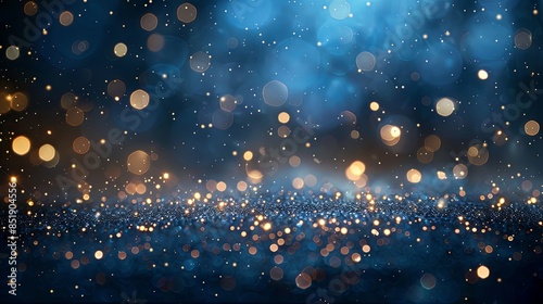 A magical background of twinkling fairy lights against a dark, deep blue sky