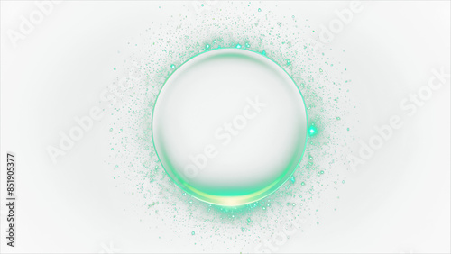 Green circle with sparkles, vector magic glow 3d effect. Realistic green shiny ring or swirl, round frame of flare trail with glitter dust