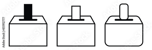 Voting ballot box icons set. Hand voting box concept. Vector. Eps 10.