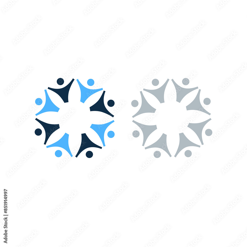 Obraz premium PEOPLE UNION TEAM TEAMWORK COLORFUL SIGN SYMBOL LOGO ISOLATED ON WHITE VECTOR