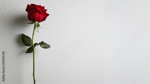 Wallpaper Mural A stunning solitary red rose stands out against a white backdrop Torontodigital.ca