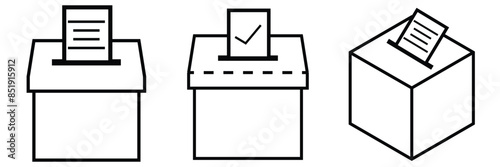 Vote ballot box icon set. Voting box logo, symbol.