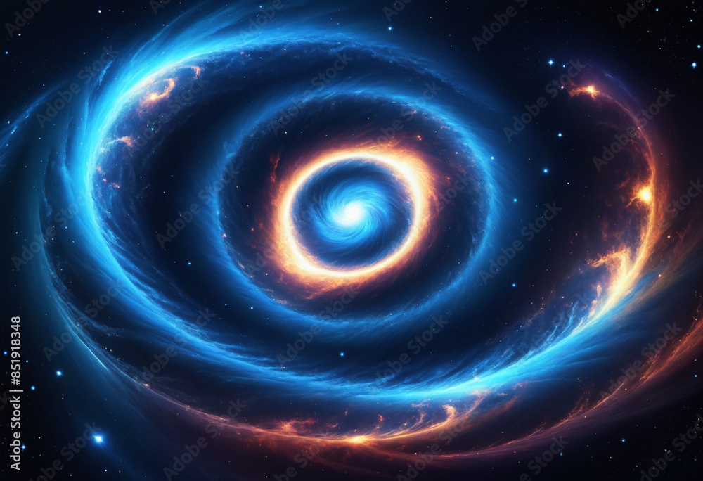A blue spiral formation in the vast expanse of space, A celestial phenomenon like a supernova or black hole A blue spiral formation in the vast expanse of space, A celestial phenomenon like a supernova or black hole