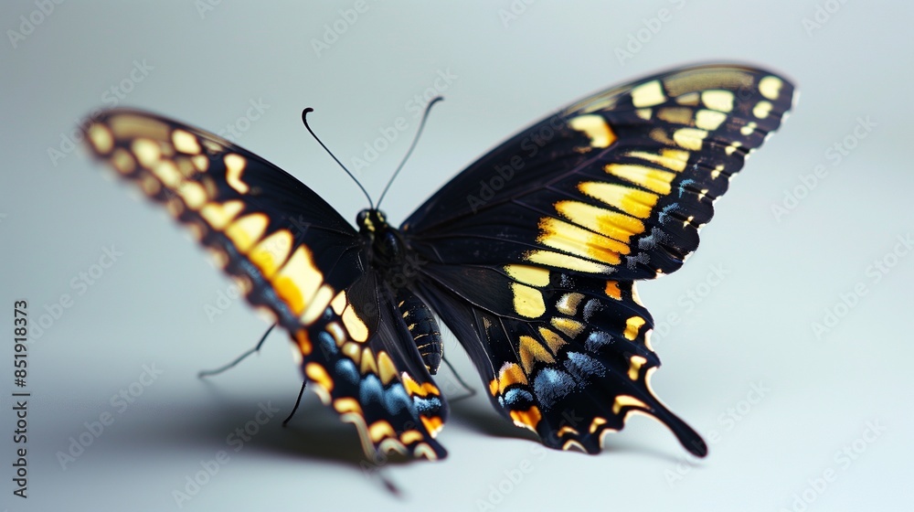 Fototapeta premium butterfly on white background insect real photo natural creature dreamy beautiful texture color butterfly border