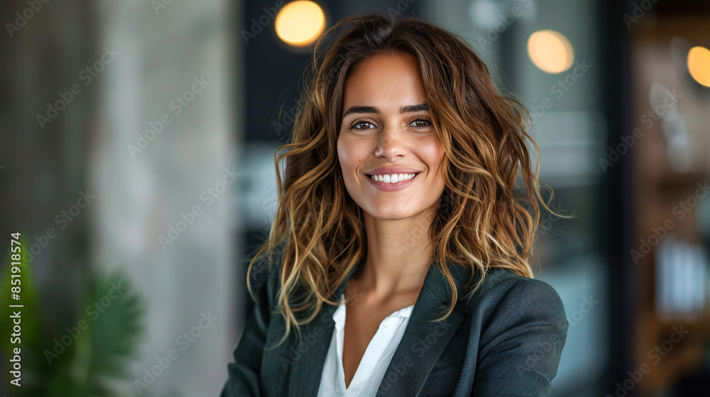 Professional Businesswoman Offering Assistance in Modern Office with Copy Space Professional Businesswoman Offering Assistance in Modern Office with Copy Space