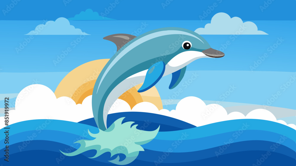 Fototapeta premium dolphin jumping river vector illustration