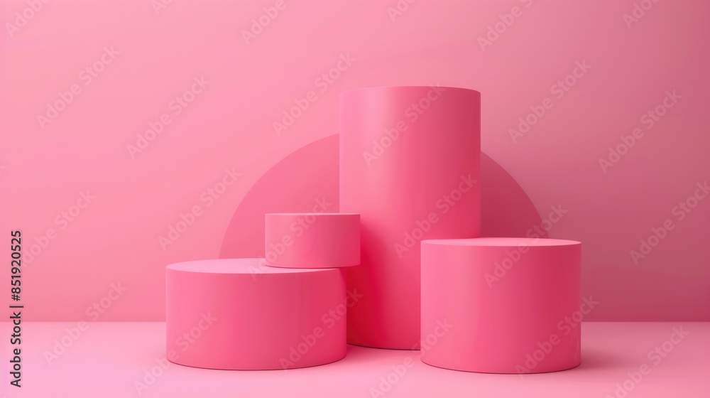 Pink Background. Abstract Three-Dimensional Product Presentation Podium for Cosmetic Display Pink Background. Abstract Three-Dimensional Product Presentation Podium for Cosmetic Display