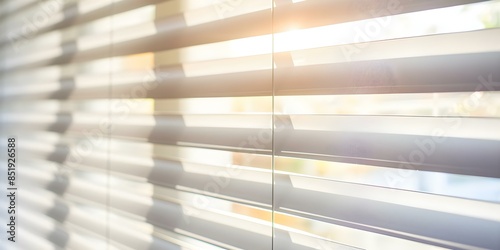 Automated blinds in motion with sunlight filtering through. Concept Smart Home Technology, Motorized Blinds, Natural Lighting, Interior Design, Home Automation