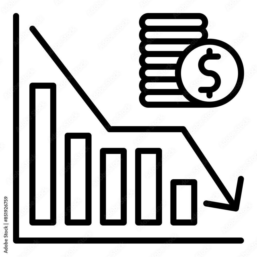 losses line icon vector illustration isolated on white background losses line icon vector illustration isolated on white background