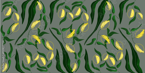 motif citron sans couture vecteur bannière feuilles vert 