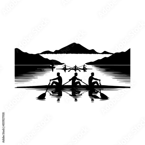 Rowing vector silhouette illustration