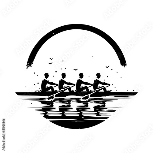 Rowing vector silhouette illustration